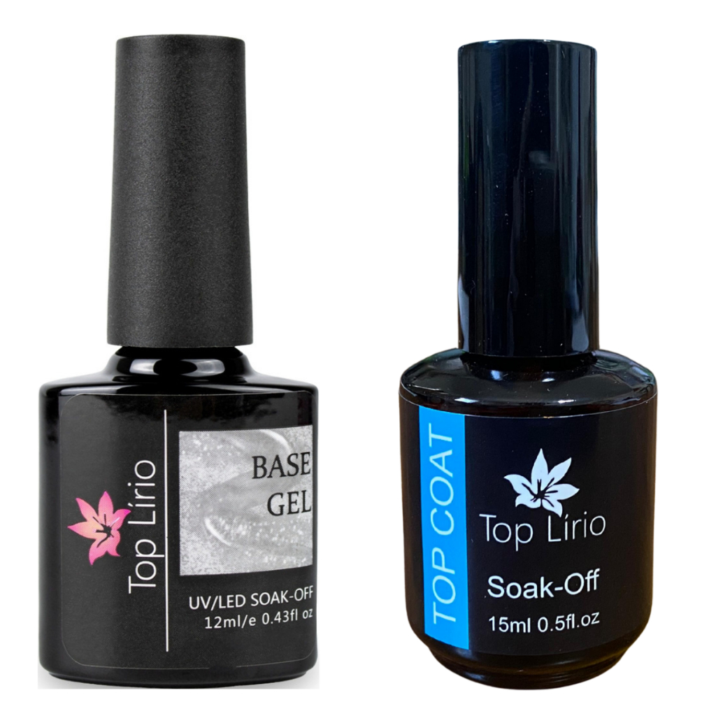 Kit Com Top Coat Lirió +  Base Gel Lirió Unha Acrigel  Lirio