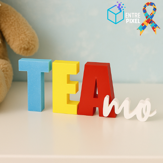 Quadro Decorativo TEA, TE Amo, Espectro autista, Autismo, Amor e Inclusão, TDAH.