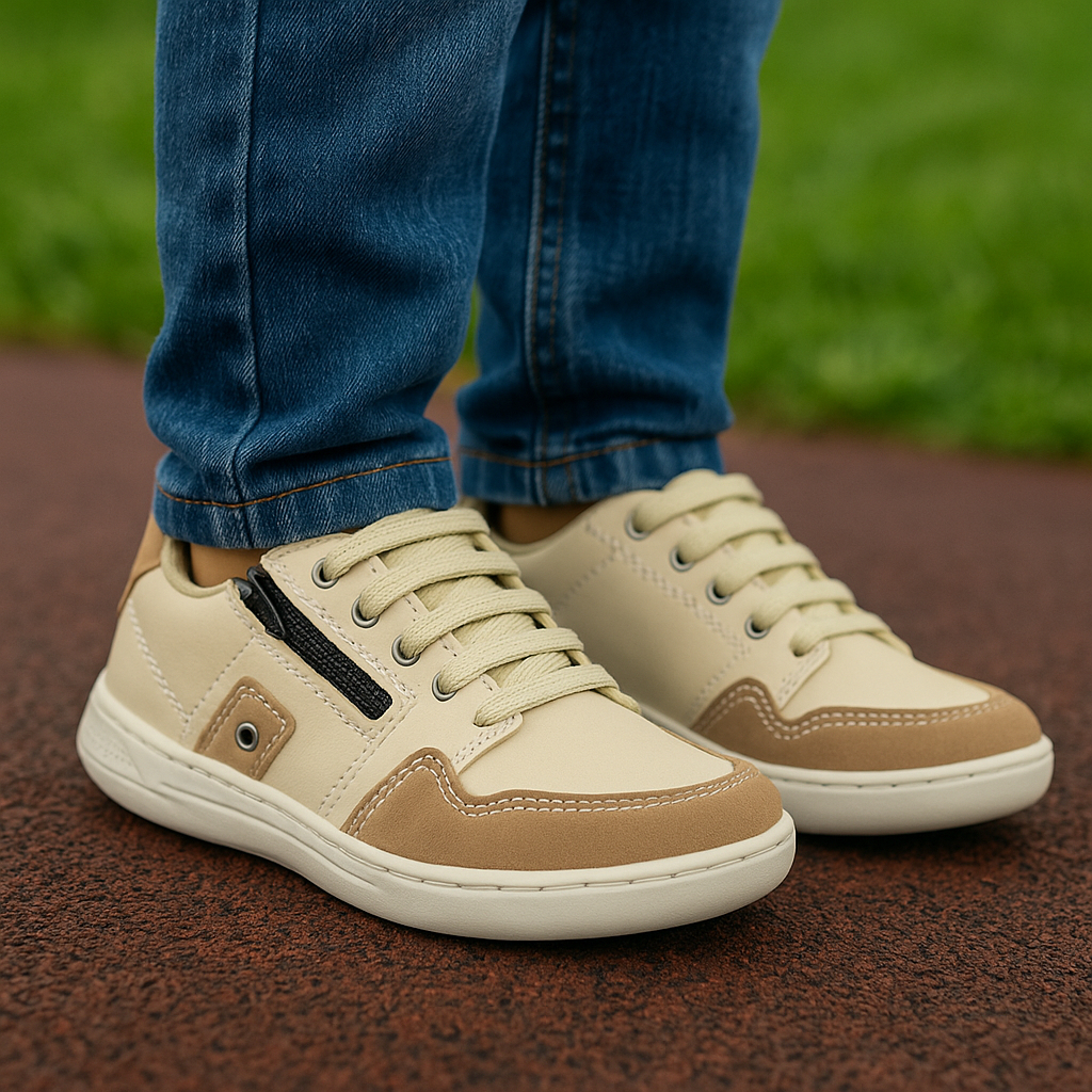 Tênis infantil casual sapatênis zíper calce fácil detalhes em camurça premium jobber em Oferta na Shopee