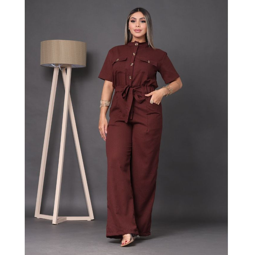 macacao longo linho modelo luxo elegância