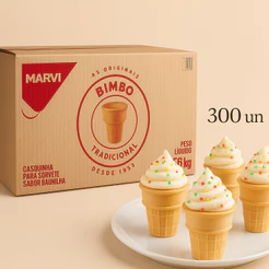 Casquinha Bimbo Golde Marvi 1,56kg - Casquinha De Sorvete Crocante - 300 Un