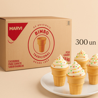 Casquinha Bimbo Golde Marvi 1,56kg - Casquinha De Sorvete Crocante - 300 Un em Oferta na Shopee