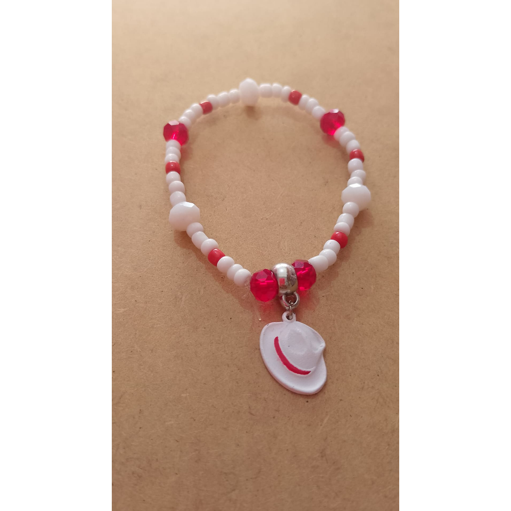 Pulseira Zé Pilintra Ou Maria Navalha com miçangas de vidro pingente chapéu Zé Pilintra