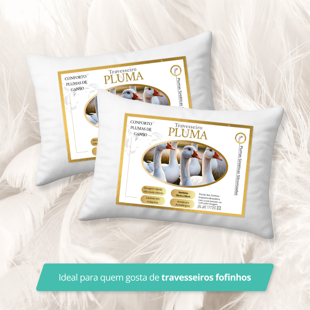 Kit 2 Travesseiro Toque De Pluma 50x70cm Antialérgico Branco Macio em Oferta na Shopee