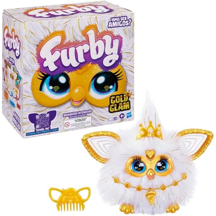 Pelúcia Interativa Furby Golden Glam C/ Luz E Som - Hasbro G1938 Branco
