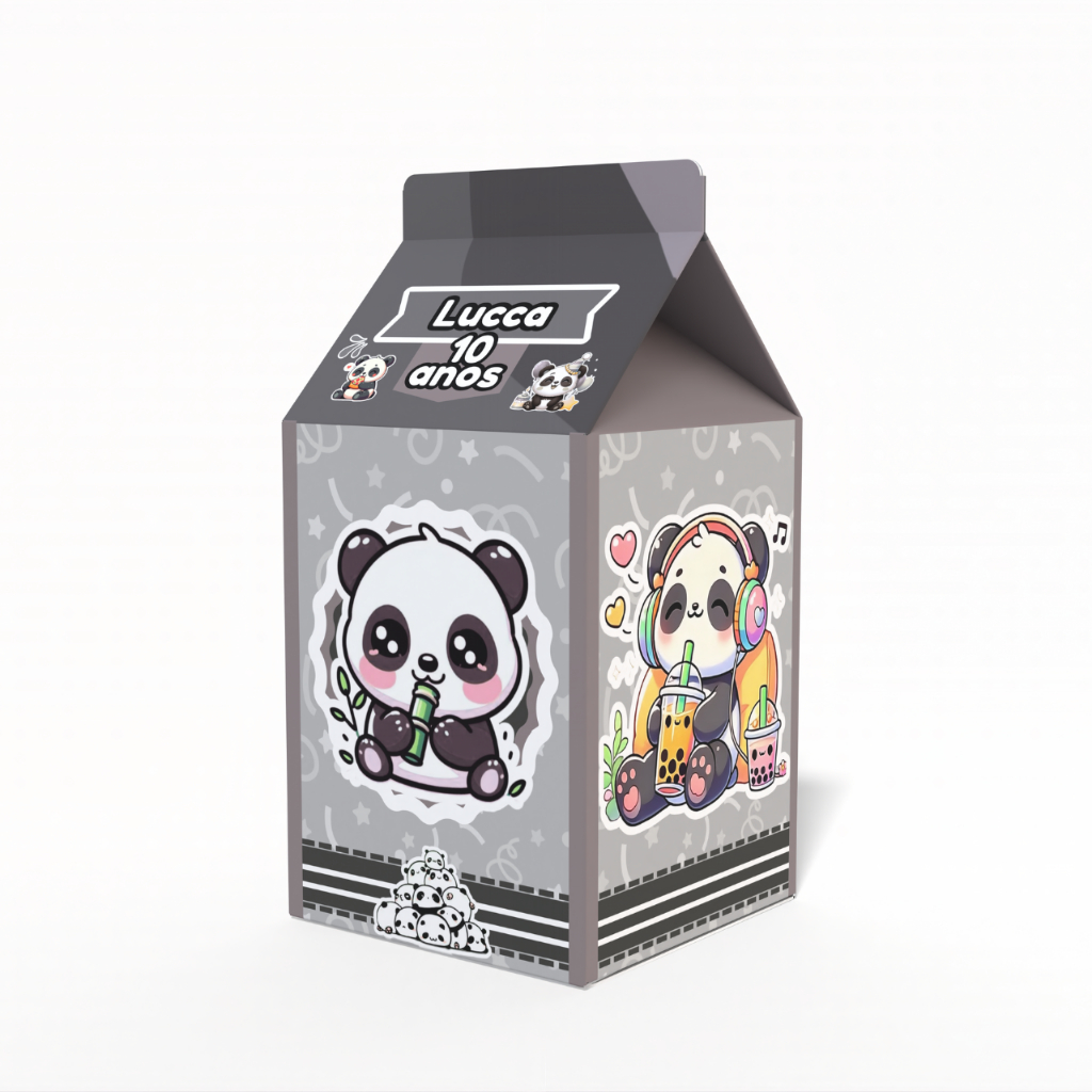Caixinha Milk Panda Fofo - para Festa Personalizada - Lembrancinha para Festa