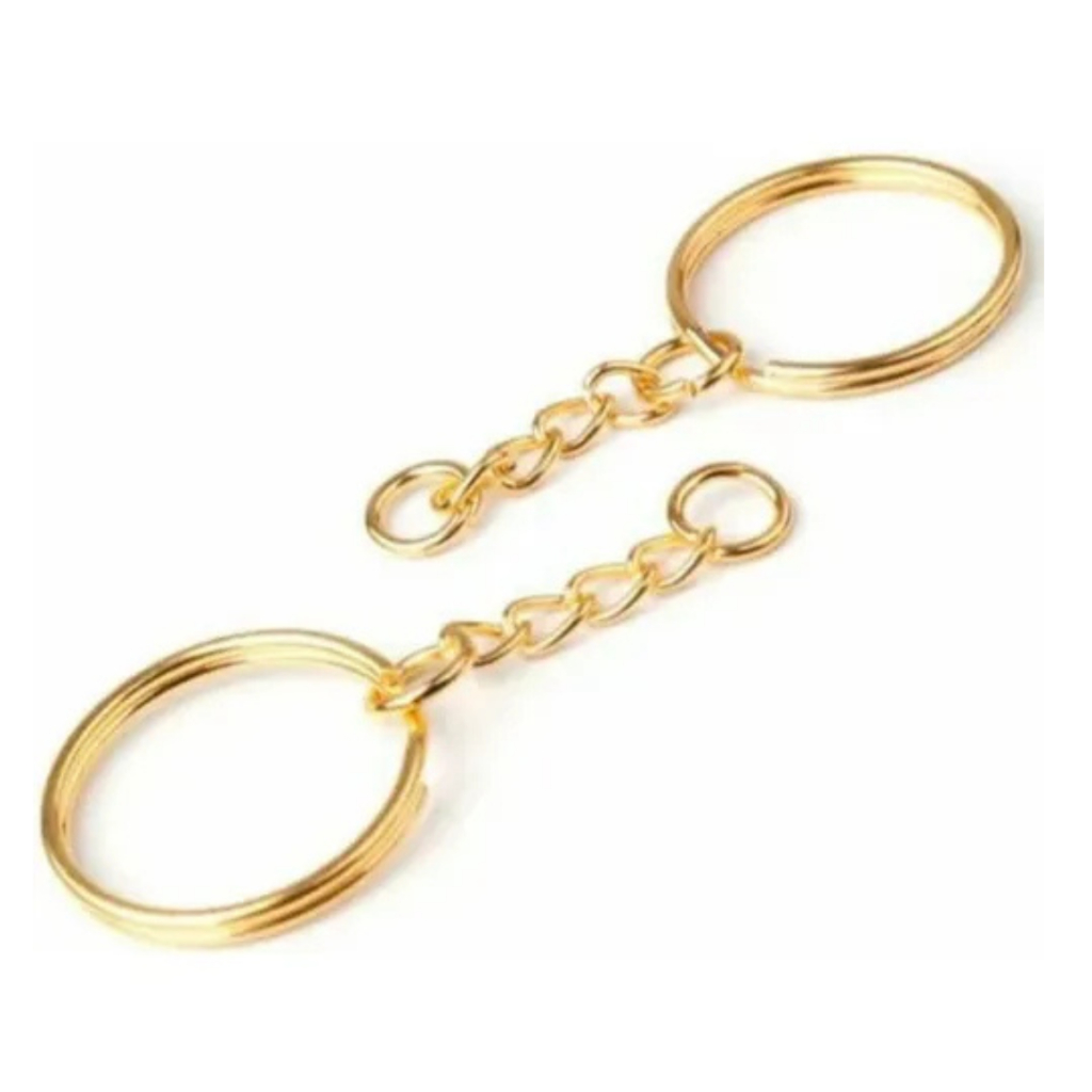 Argola para Chaveiro com corrente 28mm Dourada/Prata + 100 argolas em Oferta na Shopee