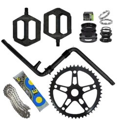 Kit 5 peças - Movimento Central + Pedal + Pedivela + Corrente + Coroa