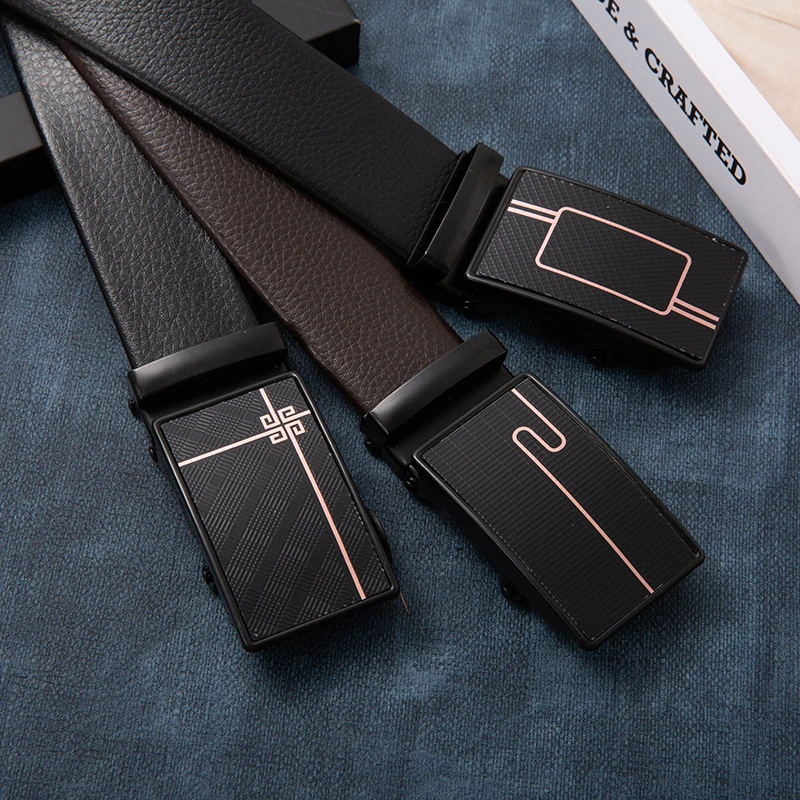 Cintos de Couro Social Premium Com Fivela Automática Ajustável - Qualidade e Estilo em Oferta na Shopee