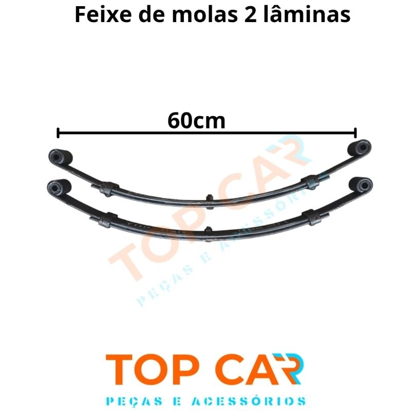 2 feixes de molas 2 lâminas 60cm Capacidade de 350kg para carretinha reboque trailer carrinho nova com bucha no olhal em Oferta na Shopee