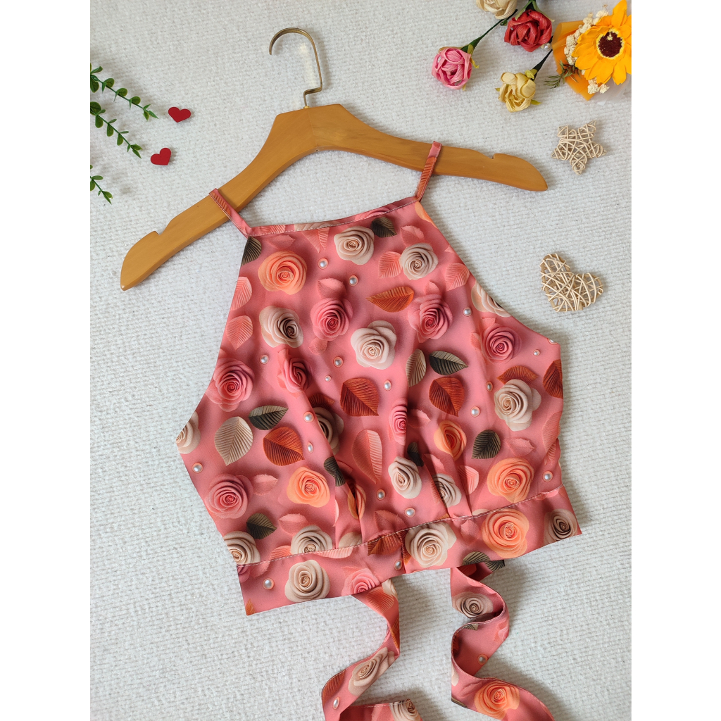 YW & X MODA  cropped feminina estampada 3D tecido crepinho em Oferta na Shopee