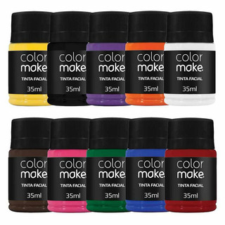 Maquiagem Líquida Tinta Facial 35ml Colormake à base de água, fácil de aplicar - Cores Vi…