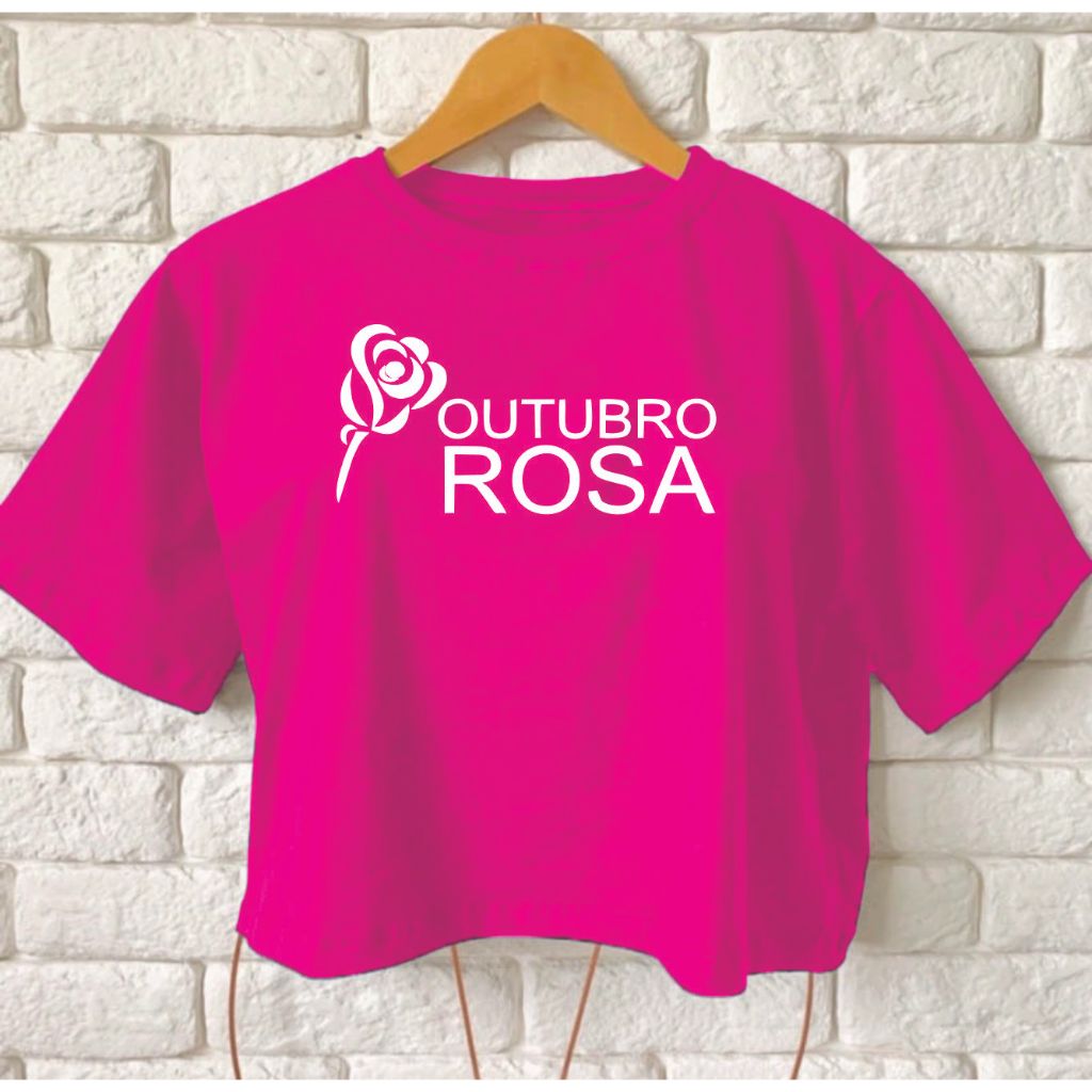 Cropped feminino Viscolycra OUTUBRO ROSA veste 44 ao 64 plus size