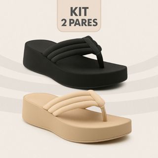 Kit 2 Pares Chinelo Tamanco Nuvem Feminino Plataforma Ortopédico Sandalia Leve Confortável Blogueira em Oferta na Shopee