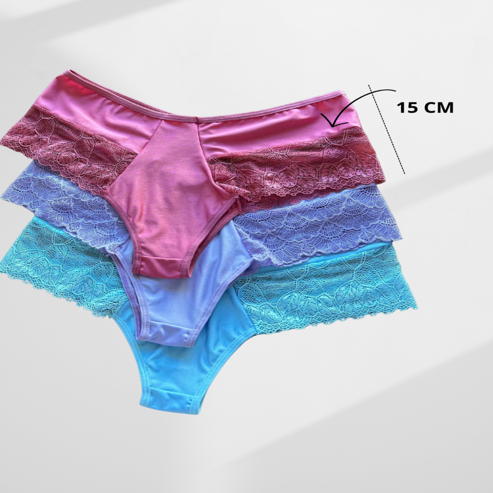 KIT Calcinha Calçola Cintura Alta Microfibra Lisa Redutora Luxo Lateral Larga Conforto Lingerie