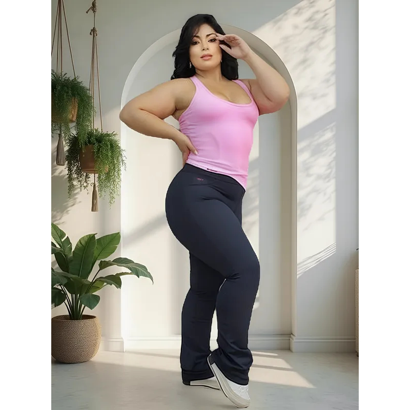 Calça Flare Plus Size Cintura Alta Modela o Corpo do 46 ao 52 Confortável