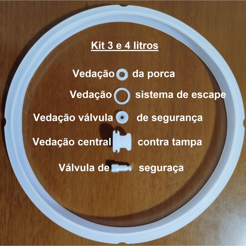 Kit 5 Borrachas  Vedação + 1 Pino segurança Panela Pressão Elétrica 3, 4 Litros  20 CM<<<