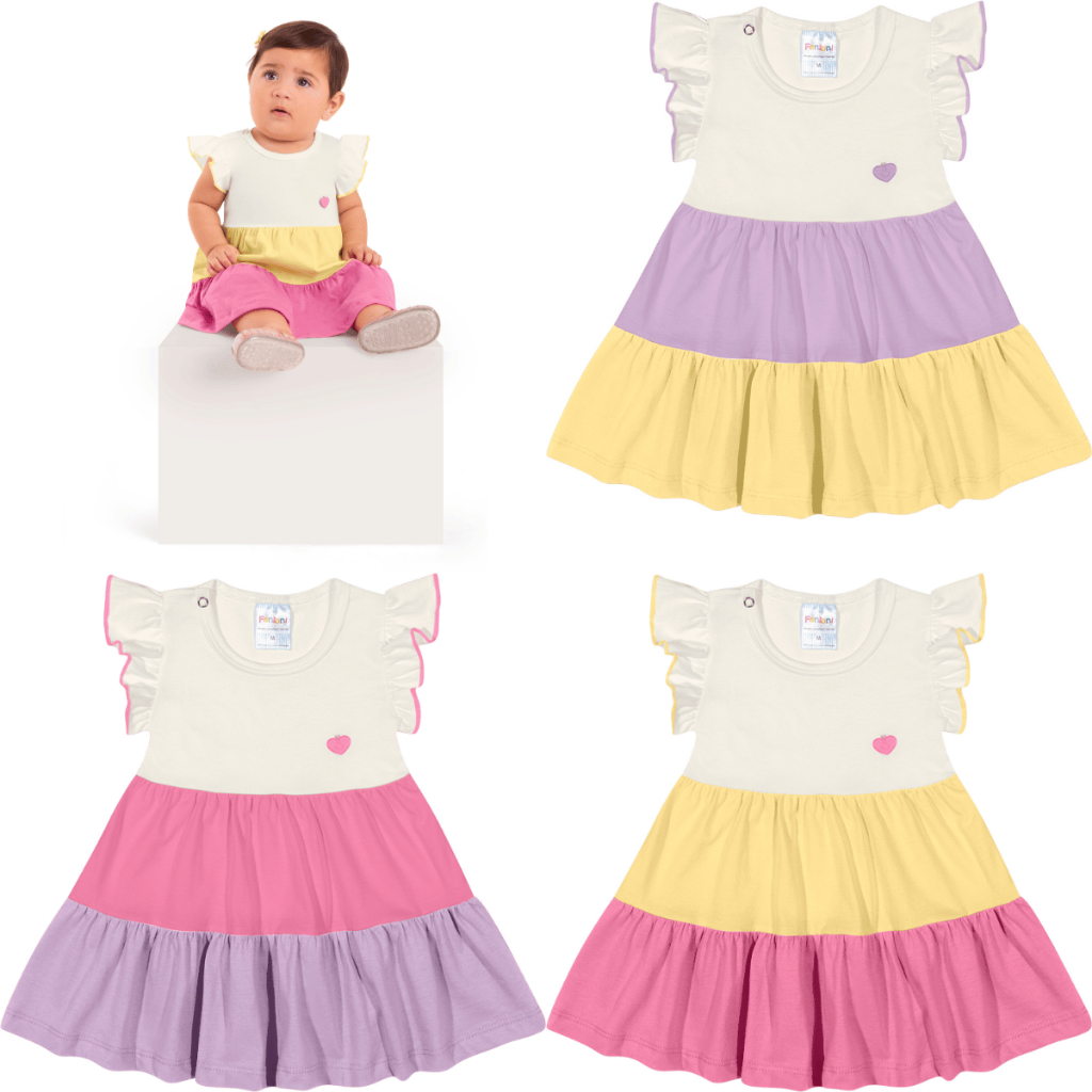 Vestido de Bebê 3 Marias 100% Algodão | P, M, G | 3 Modelos Verão Enxoval de Bebe Vestidinho Fofo em Oferta na Shopee