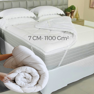 Pillow Top Protetor QUEEN 1100gm GROSSO Volumoso 7cm Toque Macio Hotel Luxo conforto maximo premium em Oferta na Shopee
