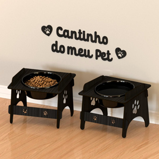 Comedouro Para Pet 2 Unidades + Quadro Decorativo De Madeira em Oferta na Shopee