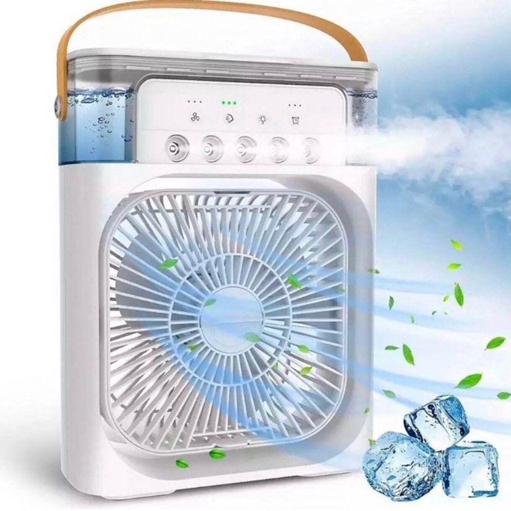 Mini Climatizador Ventilador Ar Condicionado Portátil Umidificador De Mesa Usb Com Led