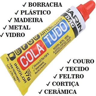 Cola Tudo Artesanato Incolor Garin - Madeiras, Fórmicas, Couros, Borrachas, Cerâmicas, Vidros, Gesso, Acrílicos, Feltr em Oferta na Shopee