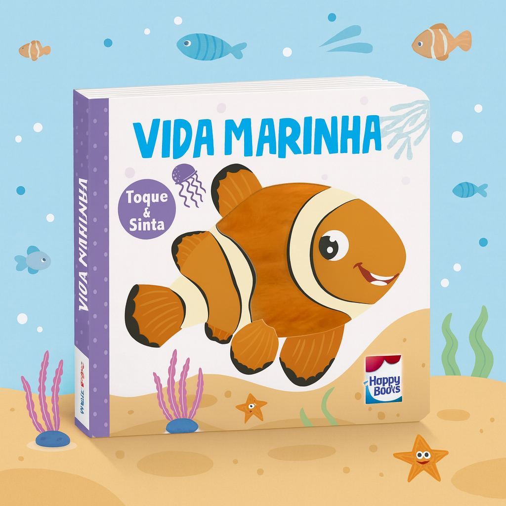 Livro Para Bebê de Texturas Animais Vida Marinha - Livro Sensorial Toque E Sinta Premium em Oferta na Shopee