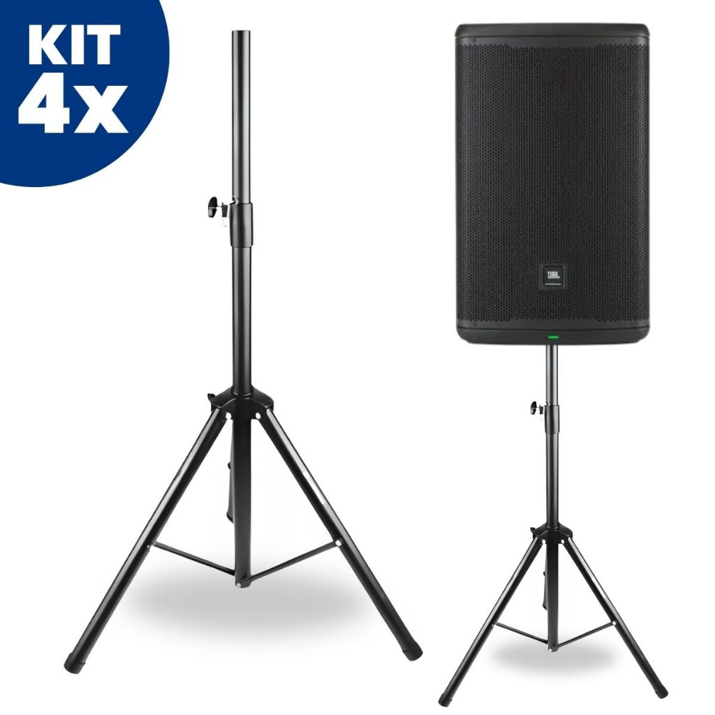 Kit 4 Suporte Pedestal Tripe Compativel Caixa De Som Amvox Jbl Staner Oneal Frahm Datrel Ativa Passiva Profissional