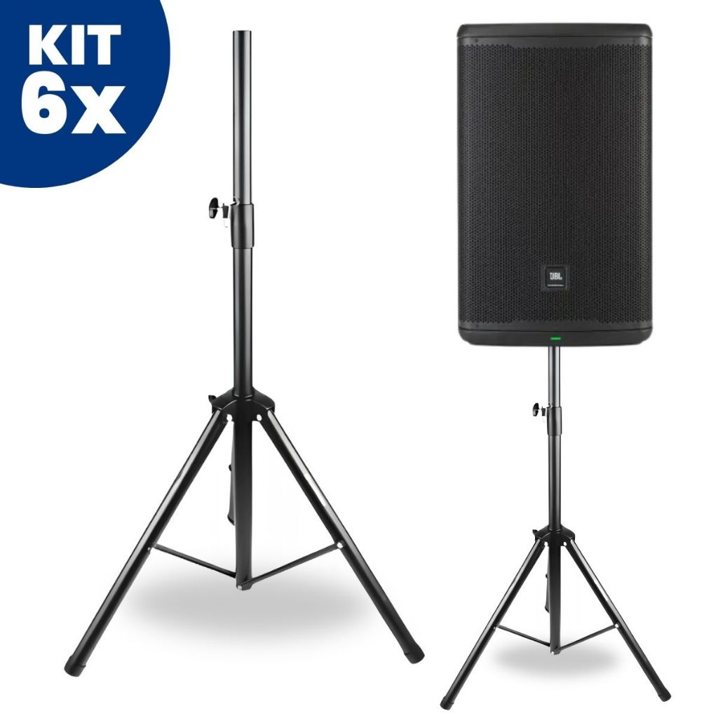 Kit 6 Suporte Pedestal Tripe Compativel Caixa De Som Amvox Jbl Staner Oneal Frahm Datrel Ativa Passiva Profissional