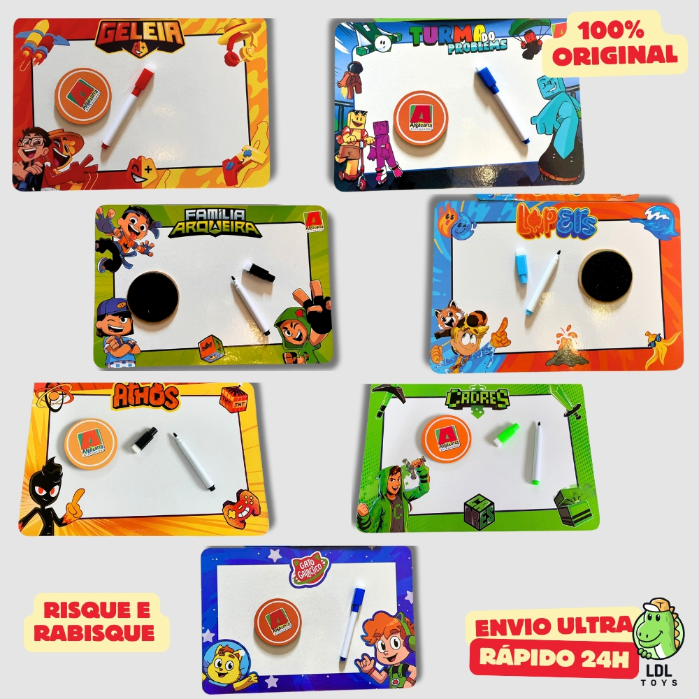 Lousa Mágica Risque e Rabisque Gamer Youtuber Athos Cadres Problems Caneta e Apagador Algazarra em Oferta na Shopee