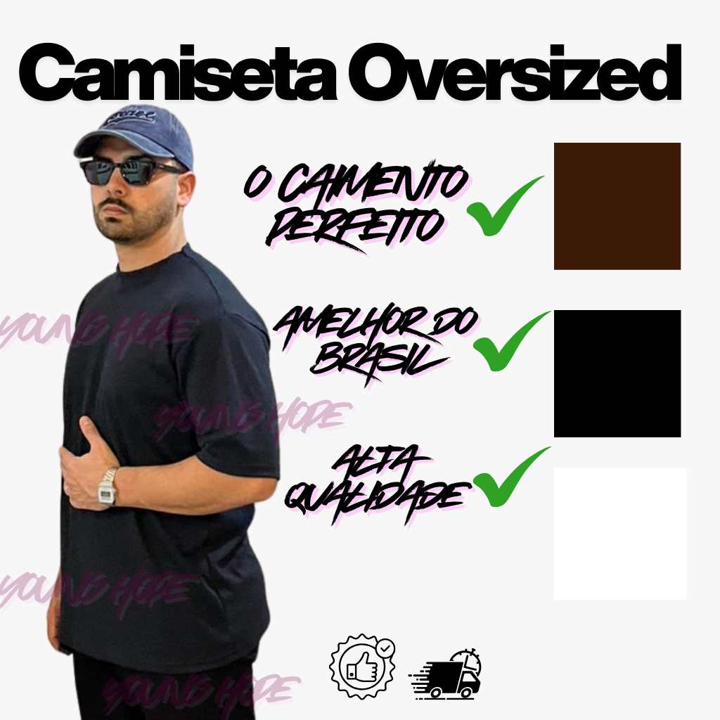 Camiseta Oversized Masculina Algodão Premium Gola Canelada lisa Streetwear Estilo