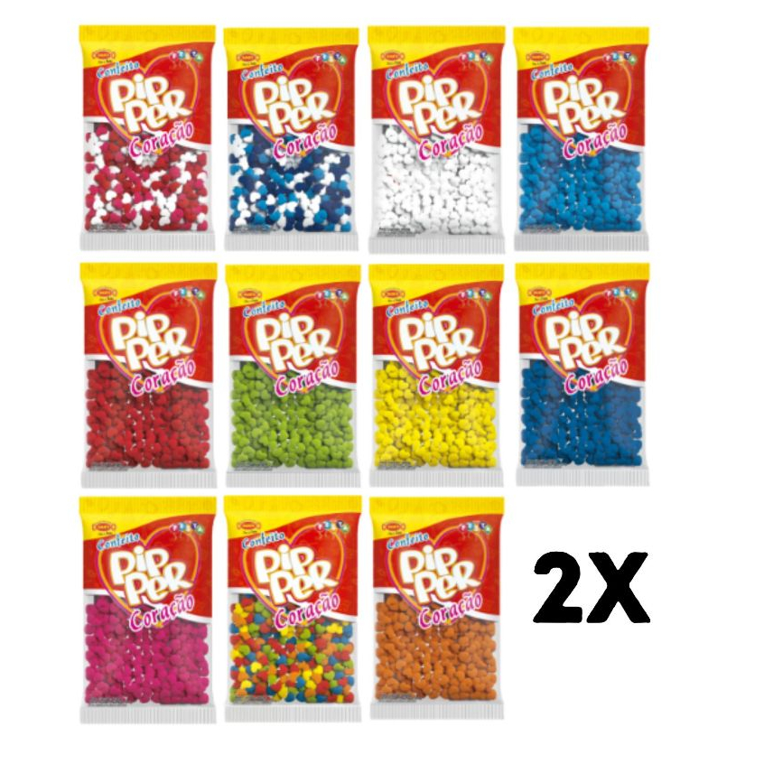 Kit C/2 Confeito Pipper Em Formato De Corações balinha tubete Diversos 500g - Sams