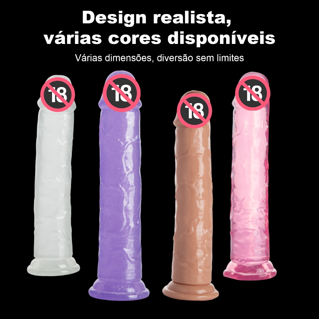 Dildo Realista Grande Transparente Cristal – Pênis Estimulador Feminino, Brinquedo Adulto em Oferta na Shopee