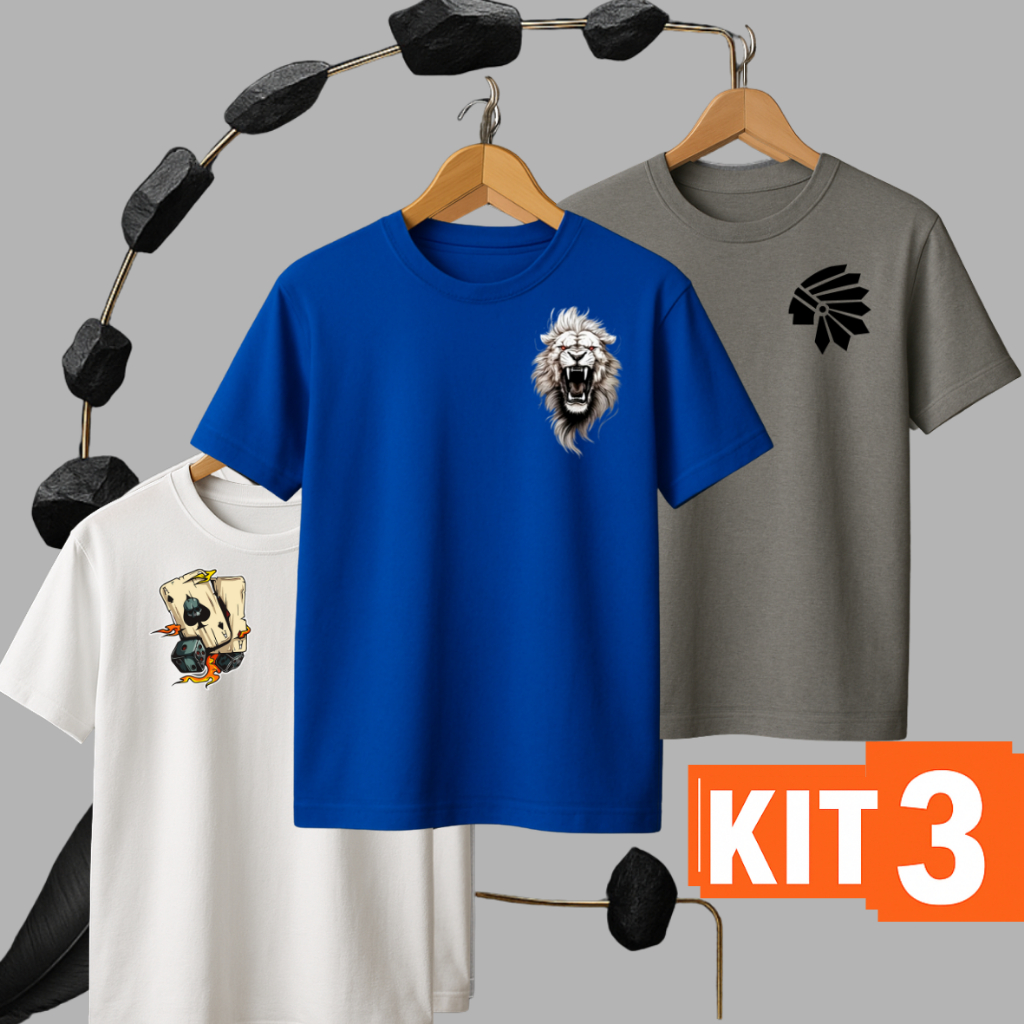 KIT 3 camiseta masculina , camisa algodão masculina , camisa masculina ,camisas masculinas 100% algodão