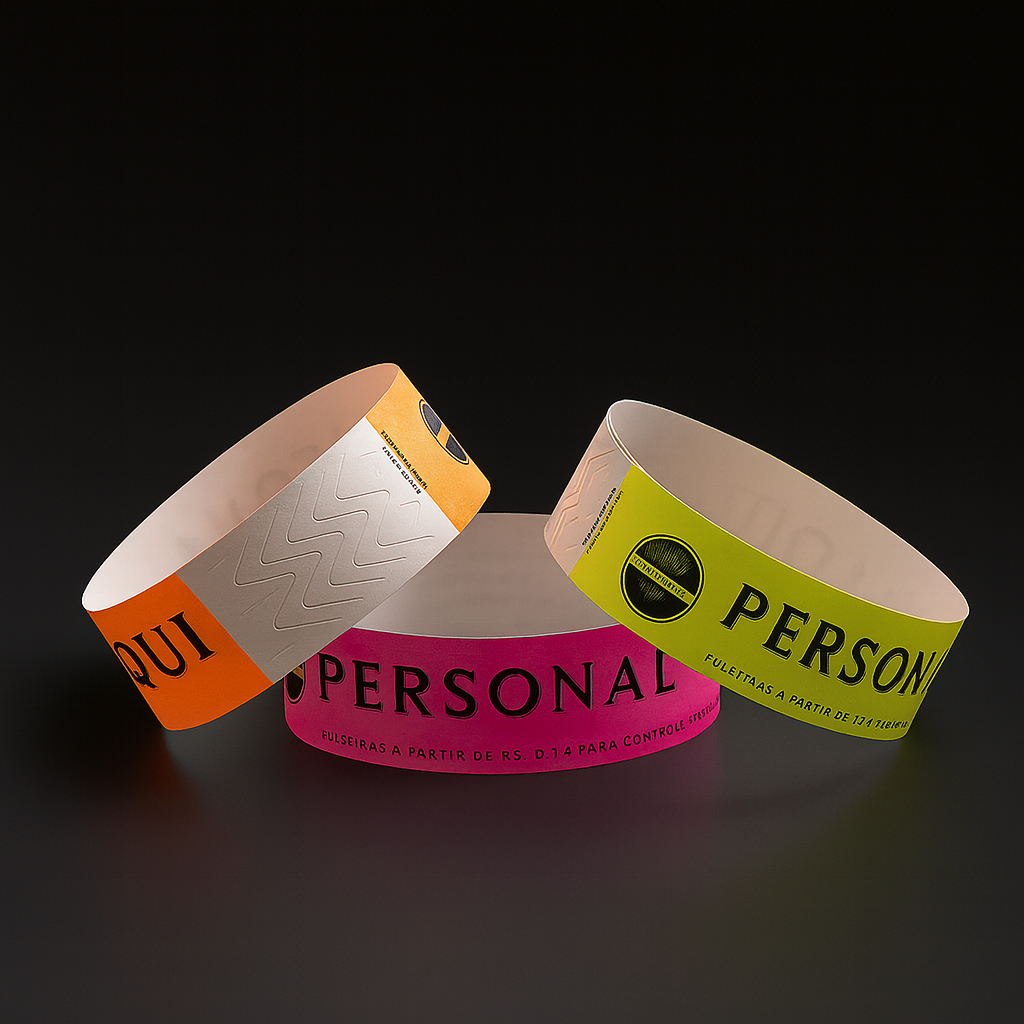 50 Pulseiras Identificação PERSONALIZADAS Nylon p/Festas Eventos Aniversário Casamento Premium