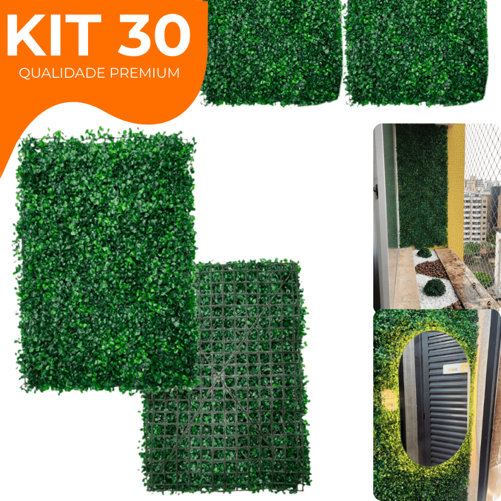 Kit 30 Placa Buchinho Grama Artificial Parede Muro Inglês Vertical Cheio