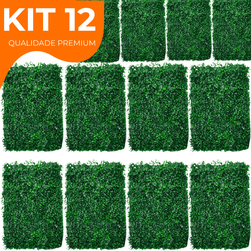 🛍️ Kit 12 Placa Buchinho Grama Artificial Parede Muro Inglês Vertical Cheio