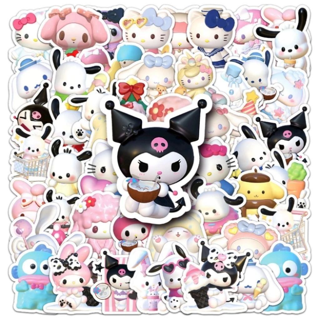 50 Stickers Sanrio 3D | Adesivos para Kindle, Planner, Journal e Scrapbook em Oferta na Shopee