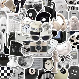 50 Stickers Scrapbook Preto e Branco | Adesivos para Kindle, Planner, Journal e Scrapbook em Oferta na Shopee