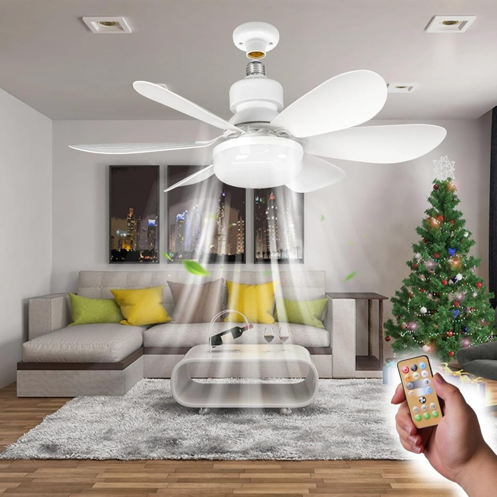 Lâmpada Ventilador De Teto Controle Remoto Ajustável Luz Silenciosa 6 Folhas,110V-220V, E27
