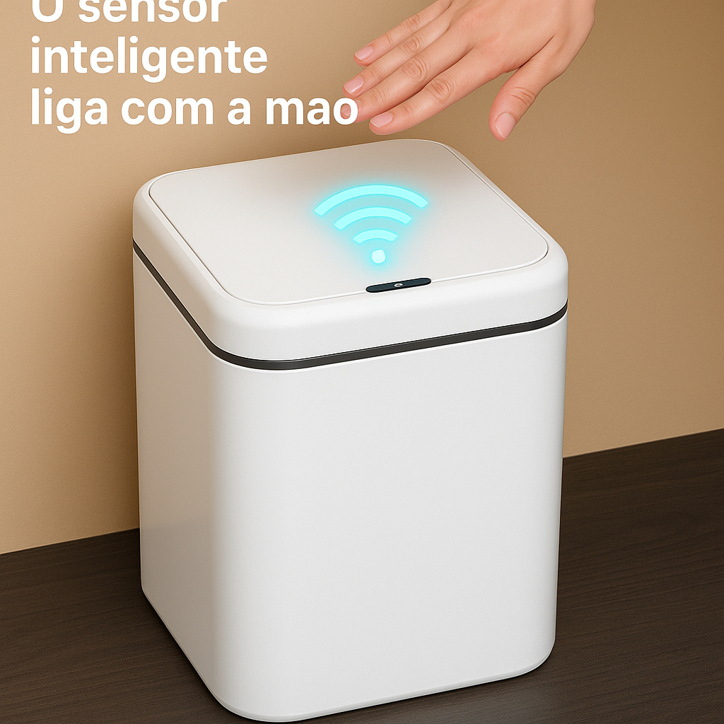 Lixeira Inteligente Automática c/ Sensor a Pilhas - Casa Banheiro Cozinha