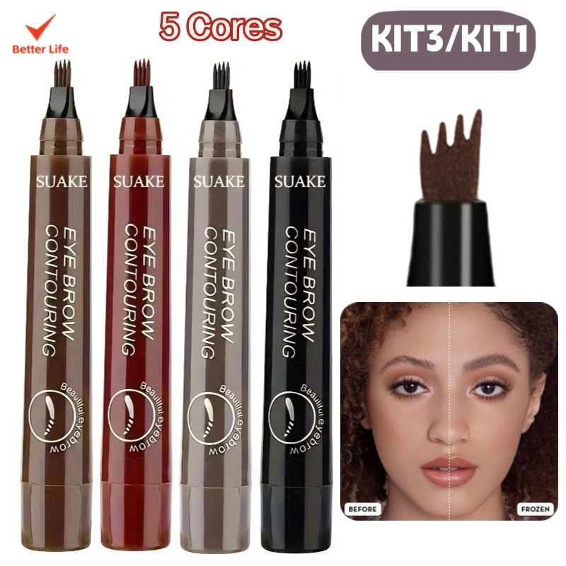 Kit1/Kit3 Lápis De Sobrancelha Líquido À Prova D'água De 5 Cores, De Longa Duração, Definição Natural, Maquiagem Barata em Oferta na Shopee