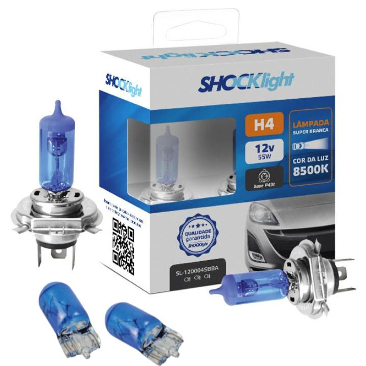 Lampada Para Farol Modelo (Par H4 Super Branca + Par Lâmpada T10 Super Branca ) em Oferta na Shopee