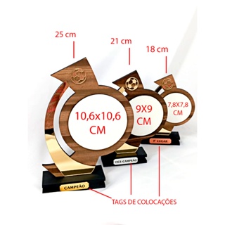 KIT 06 Troféus Vários Esportes para Personalização, Em Acrílico e MDF, Acabamento Premium em Oferta na Shopee