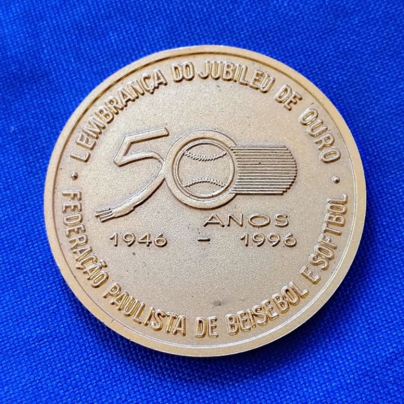 Medalha Lembrança do Jubileu de Ouro - Federação Paulista de Beisebol e Softbol - Elimatec Moedas Antigas.