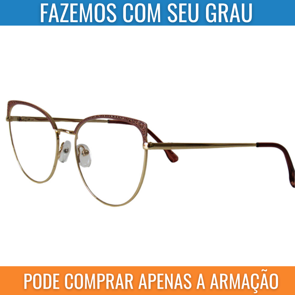 Óculos de Grau Feminino Retrô Gold | Armação Leve com Estilo e Personalidade