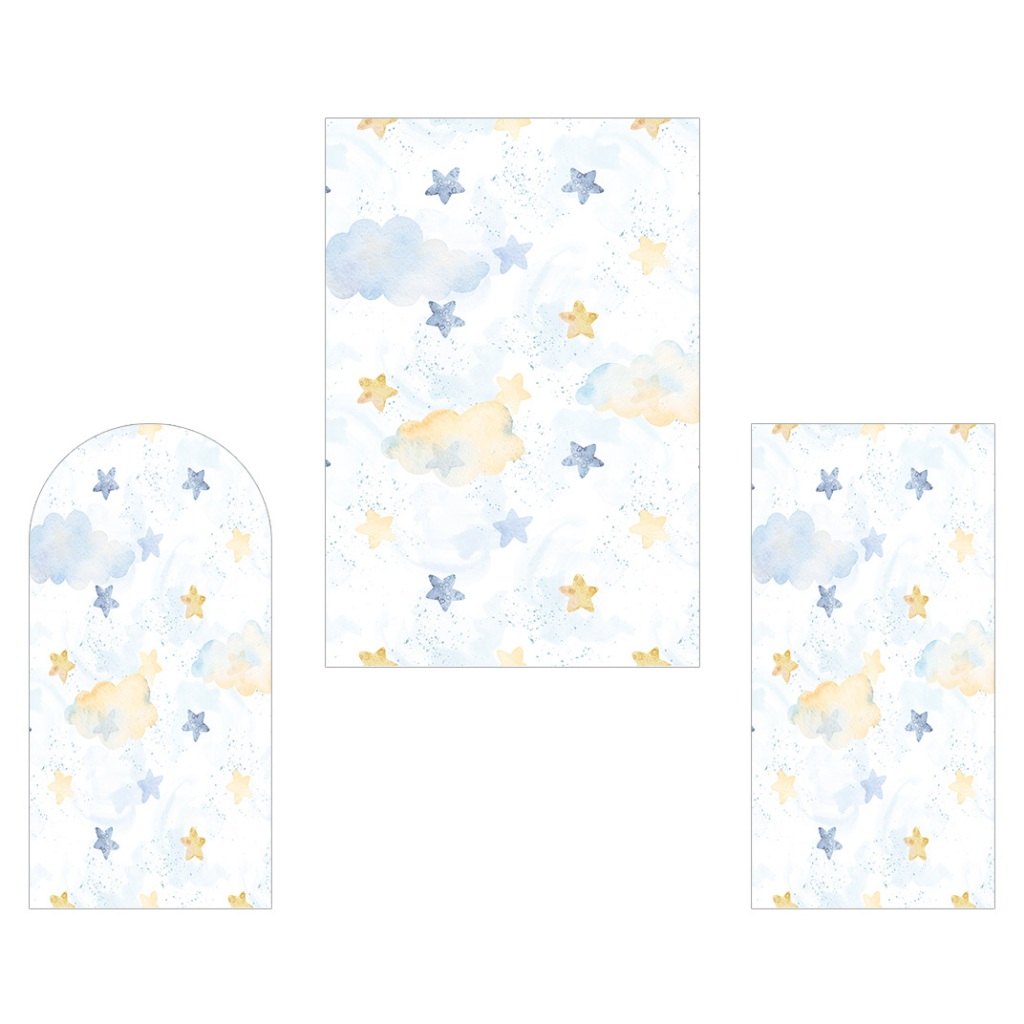 Painel De Festa Vertical - Estrelinhas Azul e Amarelo 026 em Oferta na Shopee