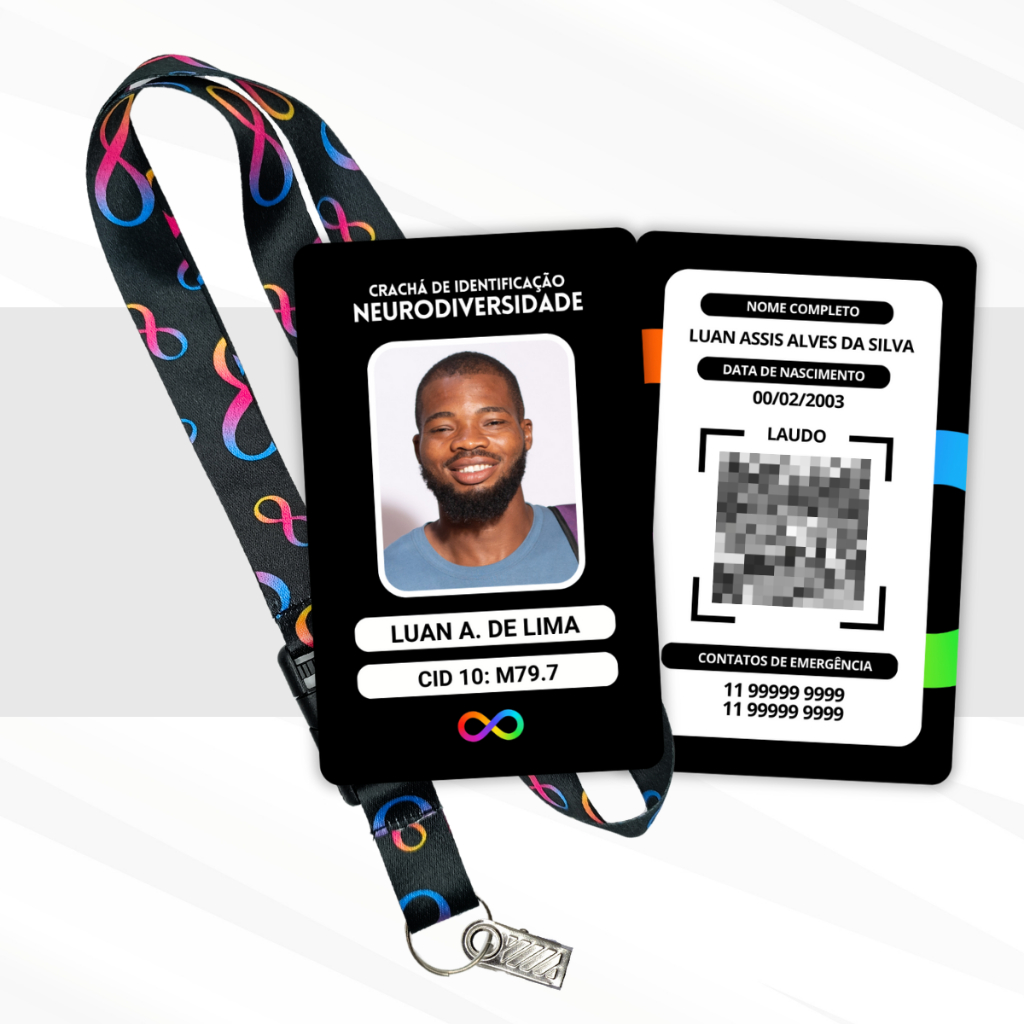 Kit Cordão e Crachá PVC Neurodiversidade com Qrcode Personalizado - Não Oficial - Neurodivergente em Oferta na Shopee