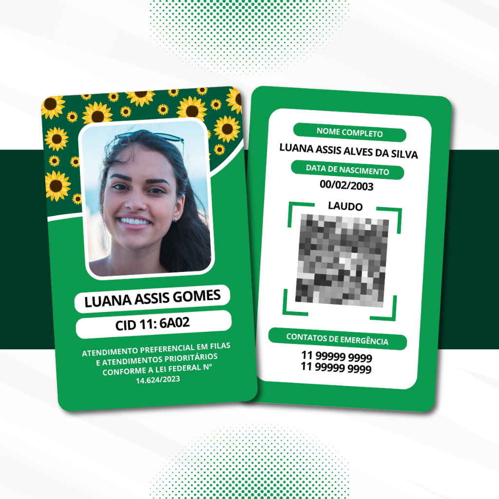 Crachá PVC Girassol com Laudo em Qrcode - Crachá Personalizado - Não oficial - Deficiência Oculta em Oferta na Shopee