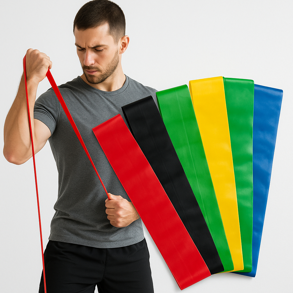 Kit 5 Faixas Elásticas Resistência Academia Pilates Yoga Fisioterapia | Treino Funcional Completo
